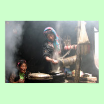 Making Butter Tea (Photo by David Berry) posters by ChildrenOfTibet Making Butter Tea (Photo by David Berry) posters