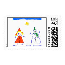 Making Sam the Snowman Postage Stamp