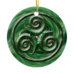 Malachite Triskel Christmas Ornaments