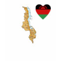 Malawi Flag Heart and Map T-Shirt