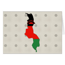 Malawi Flag Map full size Greeting Cards