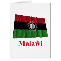 Malawi Waving Flag with Name in Chewa Greeting Card