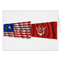 Malaysia & Kelantan waving flags Card