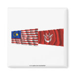 Malaysia &amp; Kelantan waving flags Refrigerator Magnet