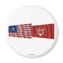 Malaysia & Kelantan waving flags Magnets