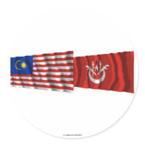 Malaysia & Kelantan waving flags Stickers