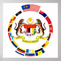 Malaysian Flags with Arms Poster