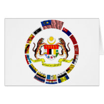 Malaysian waving flags with arms card