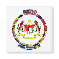 Malaysian waving flags with arms fridge magnets