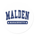 Malden Massachusetts College Style tee shirts stickers