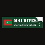 Maldives Flag Map Text Bumper Sticker