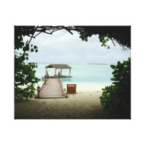 Maldives Island Boat Gallery Wrapped Canvas