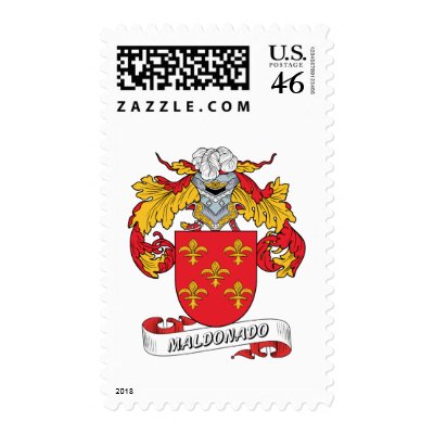 Maldonado Family Crest Postage by coatsofarms