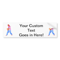 Male acoustic guitar player pink shirt  jeans bumper stickers