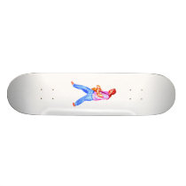 Male acoustic guitar player pink shirt  jeans skate boards