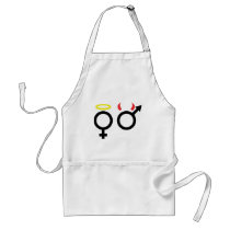 male and female icon aprons