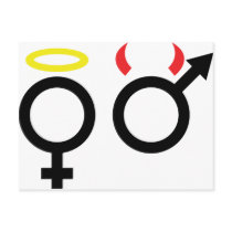 male and female icon post card