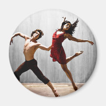 Male and Female Modern Dancers in Red Dress Refrigerator Magnets