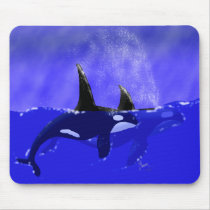 Male and Female Orca in Ocean mousepads by Paintedlynx Male and Female Orca in Ocean mousepads