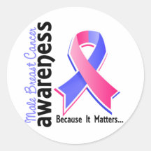 Male Breast Cancer Awareness 5 Round Stickers