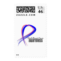 Male Breast Cancer Awareness Grunge Ribbon Postage Stamps