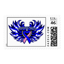 Male Breast Cancer Awareness Heart Wings Stamp