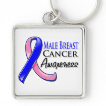 Male Breast Cancer Awareness Ribbon Key Chains
