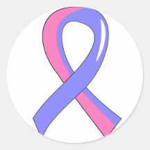 Male Breast Cancer Blue Pink Ribbon 3 Round Stickers