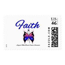 Male Breast Cancer Faith Butterfly Ribbon Stamps