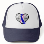 Male Breast Cancer Heart Ribbon Collage hats