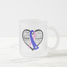 Male Breast Cancer Heart Ribbon Collage Coffee Mugs