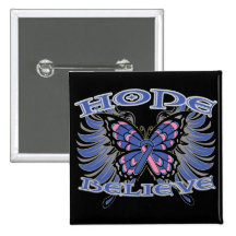 Male Breast Cancer Hope Believe Butterfly Pinback Buttons