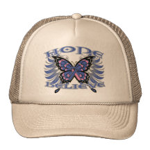 Male Breast Cancer Hope Believe Butterfly Mesh Hats