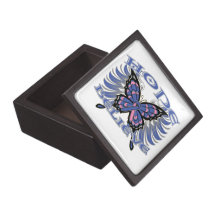 Male Breast Cancer Hope Believe Butterfly Premium Keepsake Box