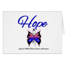 Male Breast Cancer Hope Butterfly Ribbon Card