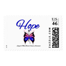 Male Breast Cancer Hope Butterfly Ribbon Stamps