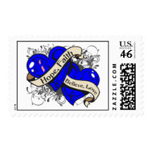 Male Breast Cancer Hope Faith Dual Hearts Stamps