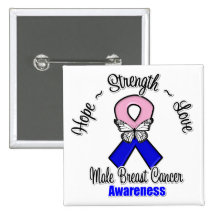 Male Breast Cancer  Hope Strength Love Pin
