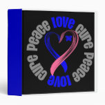 Male Breast Cancer Peace Love Cure Ribbon 3 Ring Binders