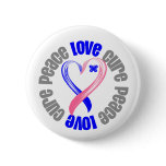 Male Breast Cancer Peace Love Cure Ribbon buttons