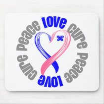 Male Breast Cancer Peace Love Cure Ribbon Mouse Pad