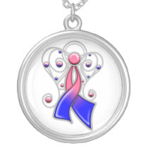 Male Breast Cancer Ribbon Angel In Memory Custom Jewelry