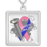 Male Breast Cancer - Screw Cancer Personalized Necklace