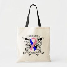 Male Breast Cancer Survivor Butterfly Strength Tote Bags