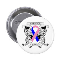 Male Breast Cancer Survivor Butterfly Strength Button