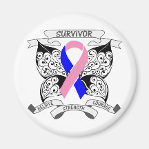 Male Breast Cancer Survivor Butterfly Strength Refrigerator Magnet