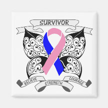 Male Breast Cancer Survivor Butterfly Strength Magnets