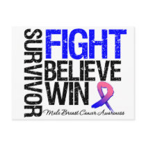 Male Breast Cancer Survivor Fight Believe Win Mott Post Cards