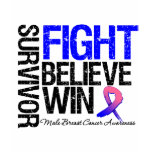 Male Breast Cancer Survivor Fight Believe Win Mott t-shirts