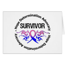 Male Breast Cancer Survivor Tribal Ribbon Greeting Card